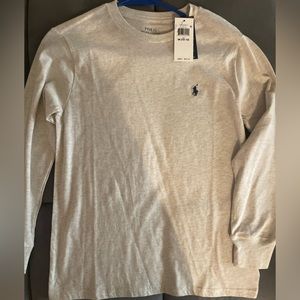 Polo Boys Long Sleeve T-shirt Light Grey Size 10-12 Med BRAND NEW with tags